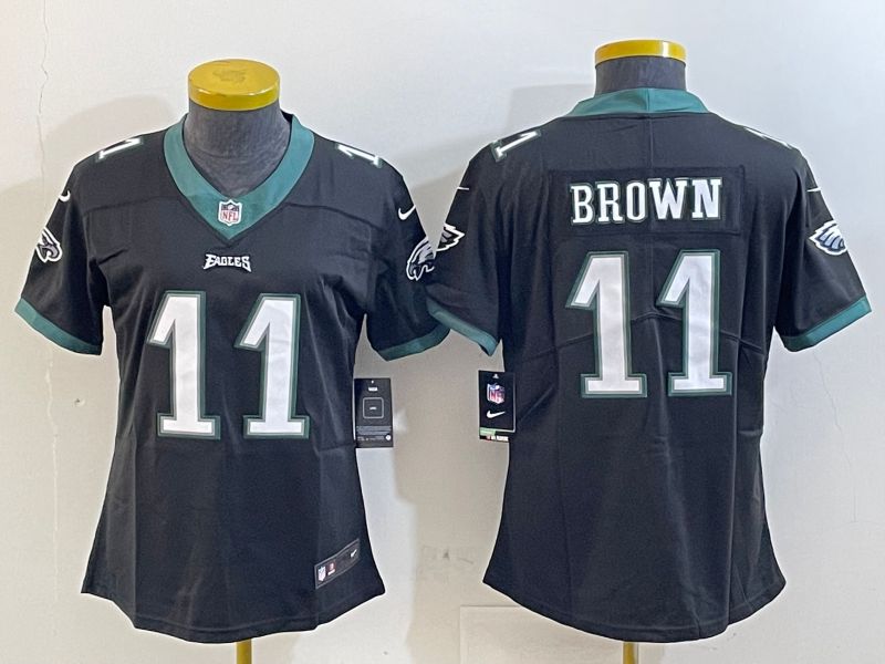 Youth Philadelphia Eagles 11 Brown Black 2025 Nike Vapor Limited NFL Jersey style 1